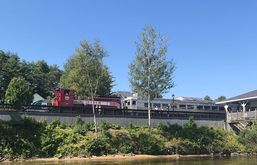 Winnipesaukee Scenic Railroad train at Weirs Beach